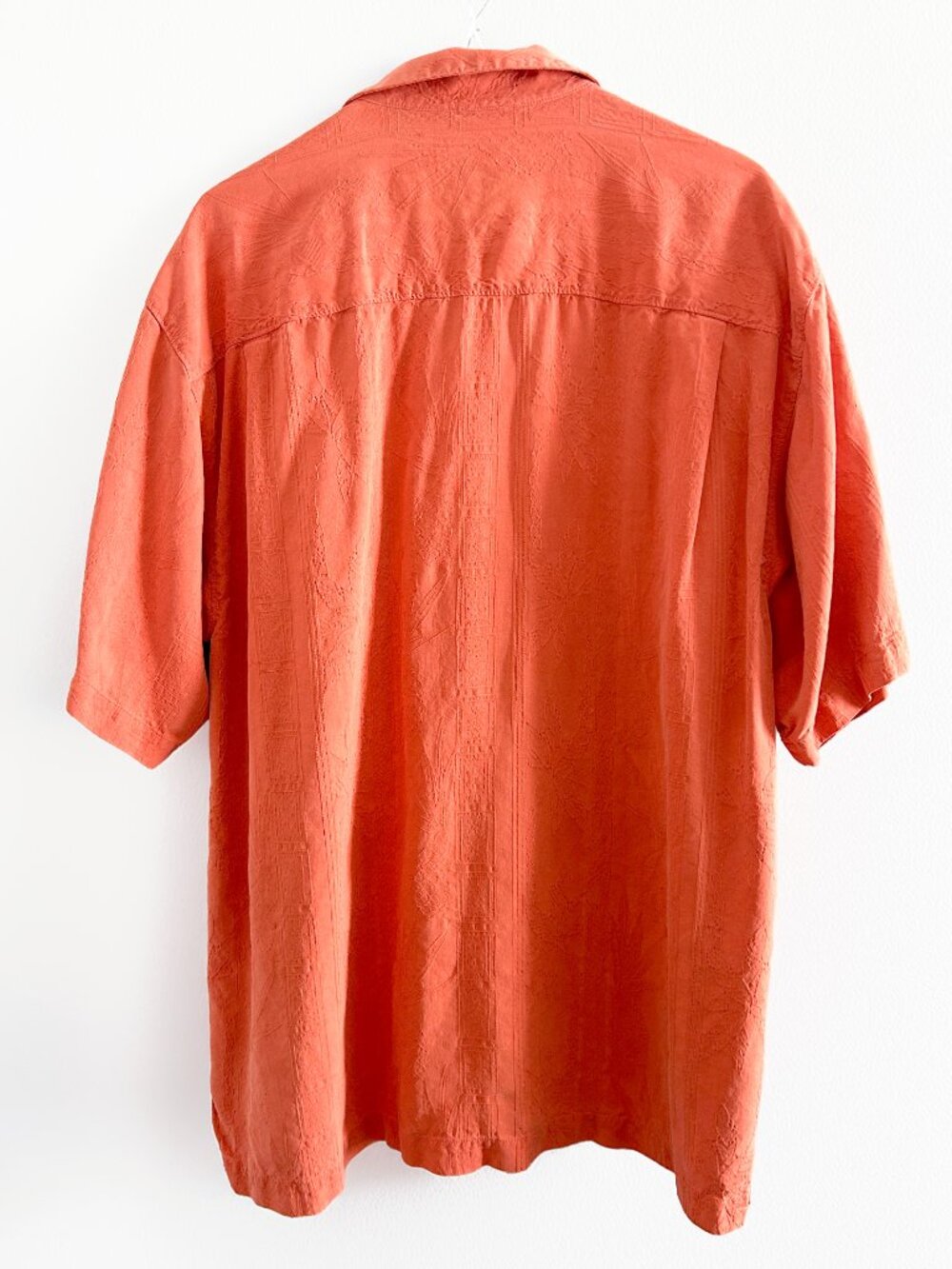 Tommy Bahama 100% Silk Orange Hawaiian Shirt Embroidered Palm Button Down XL - Picture 3 of 8